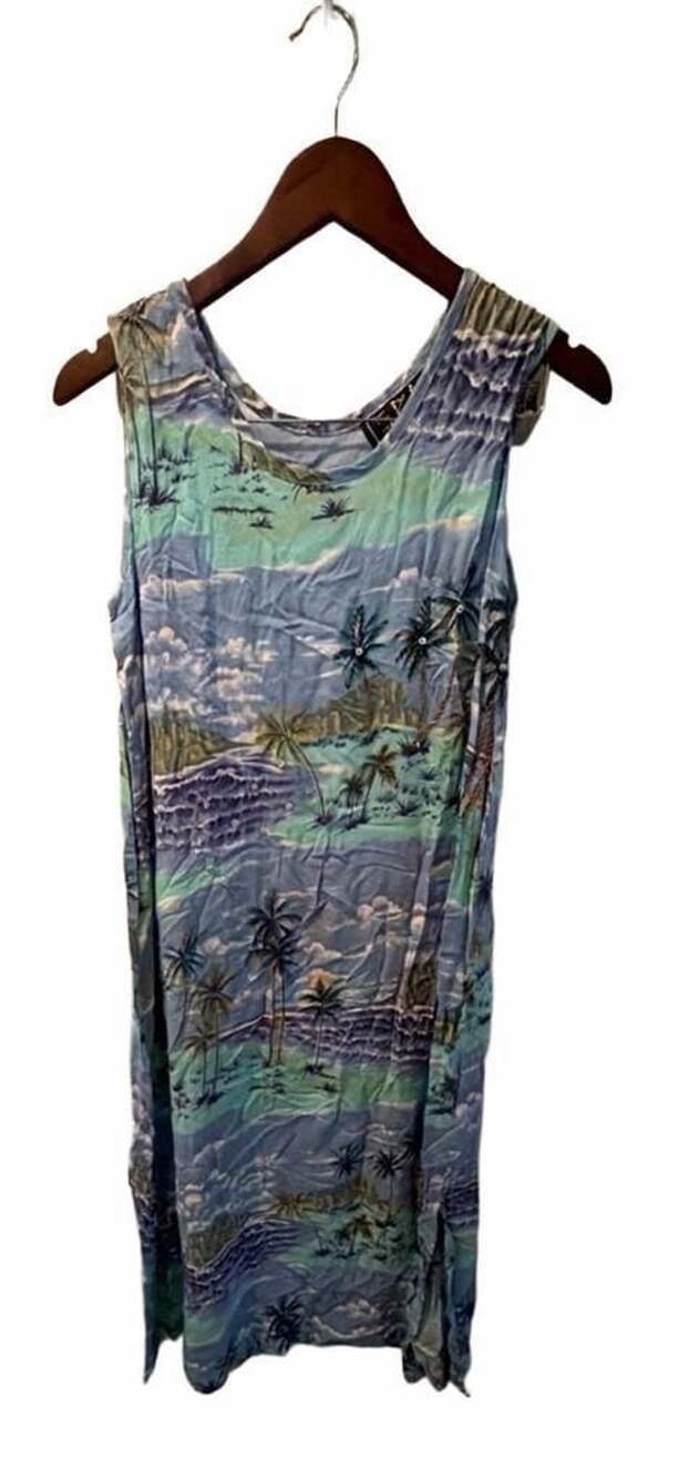 Spa Tropical Beach Island Palm Tree  Rayon Maxi Dress Beaded Embellished